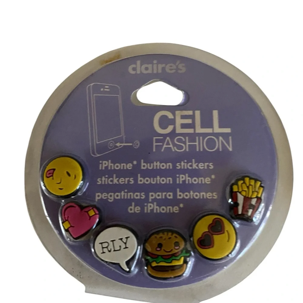 Claire’s Fashion Fun Emoji and Flower Home Button Stickers for iPhone, IPad NEW